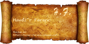 Havér Ferenc névjegykártya